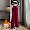 Autumn Winter Lady Snow Warm Pants Classic Fleece High Waist Trousers Women Straight Leg Plush Thermal Casual Pants