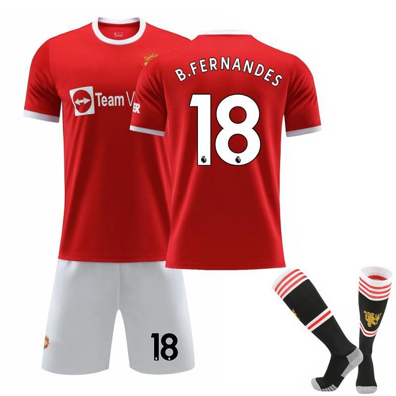 21-22 Červení ďáblové Domácí dres č.. 7 C Ronaldo 8 B Fee 10 Rashford Fotbalový potisk