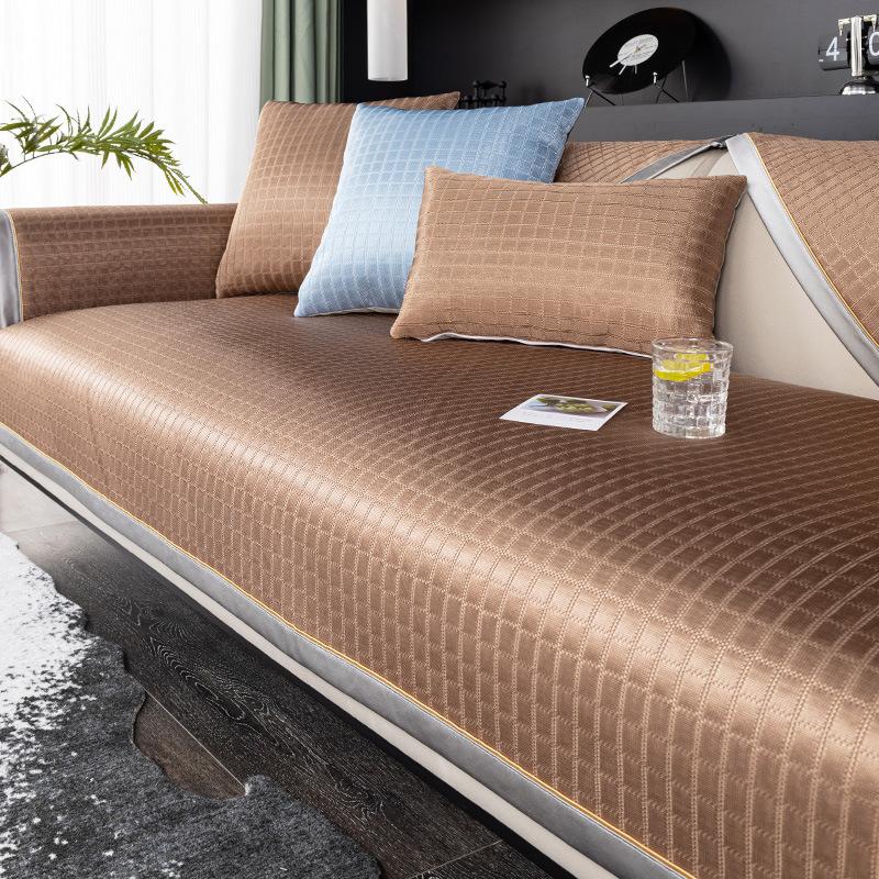 

Подушка для дивана из ледяного шелка, летняя дышащая нескользящая подушка для сиденья для лета, легкая роскошная современная высококачественная ткань для чехла на диван 70*70cm