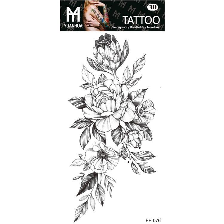 Plain Flower Bohemian Blue Rose Mermaid Waterproof Tattoo Sticker Simulation Water Transfer Sample Sticker