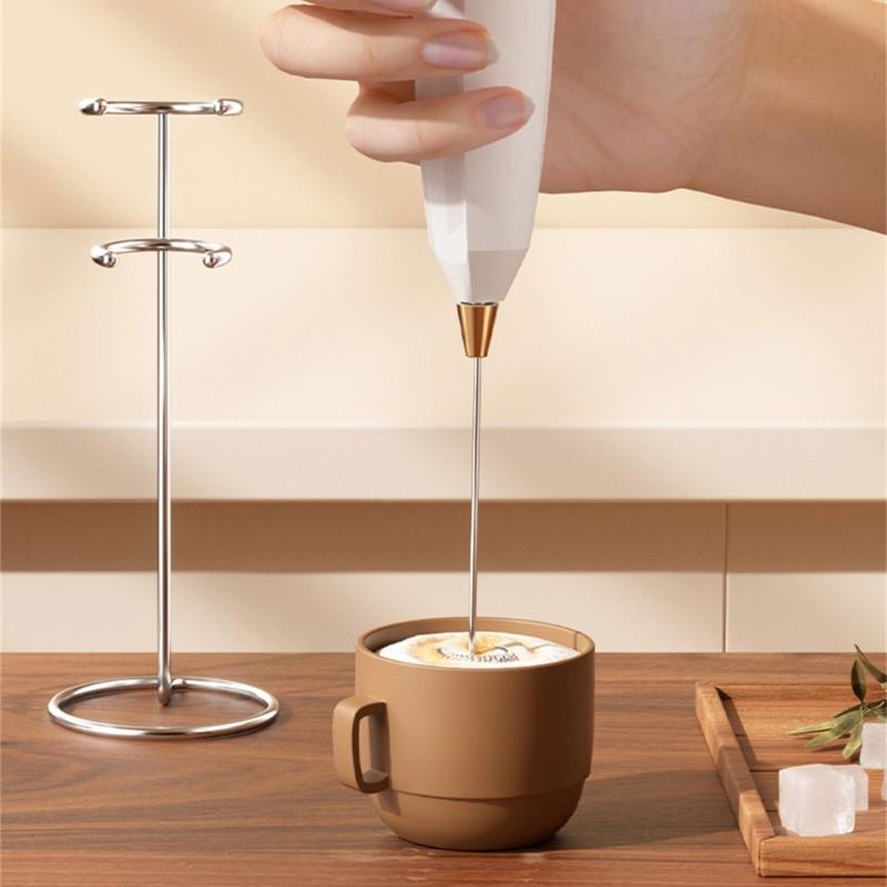 Stainless Steel Milk Frothing Wand with Detachable Whisk Heads Automatic Stirring Function Suitable for Coffee Eggs