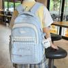 Schoolbag Korean Primary School Students Schoolbag Girls High Value Plaid Contrasting Color College Style Middle School Students Multi-compartment 