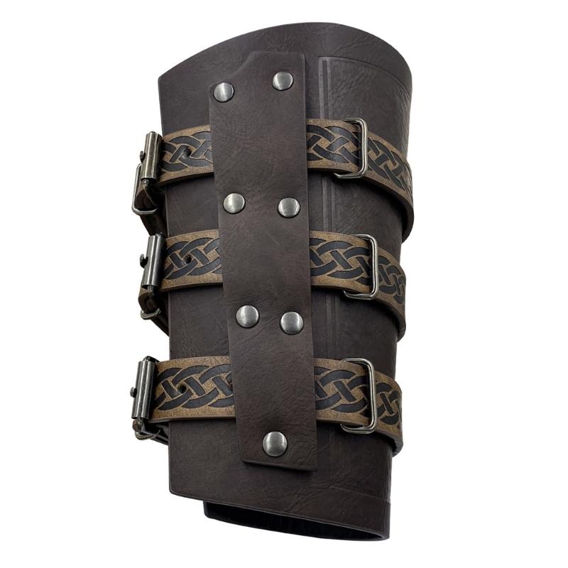 1pair Leather Gauntlet Wristband Vintage Mens Armguards Hammers Wide Wristband for Knights and Renaissances Participants