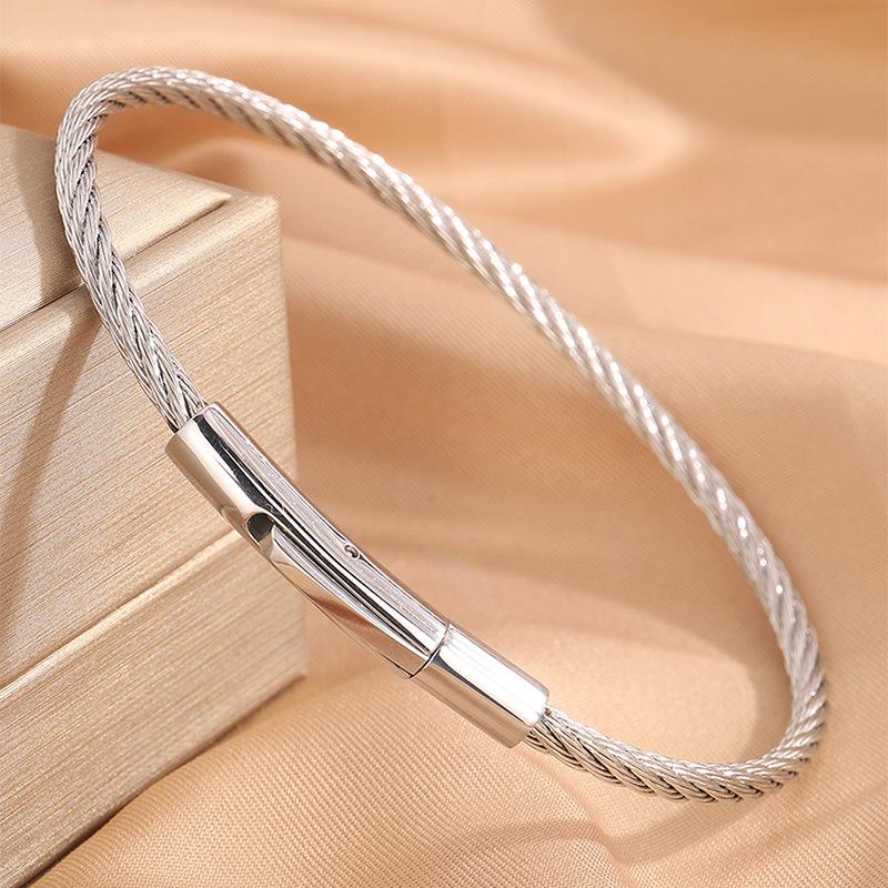 Personalized design Press-type opening stainless steel  Women's steel wire twist elastic non-fading  jewelry
