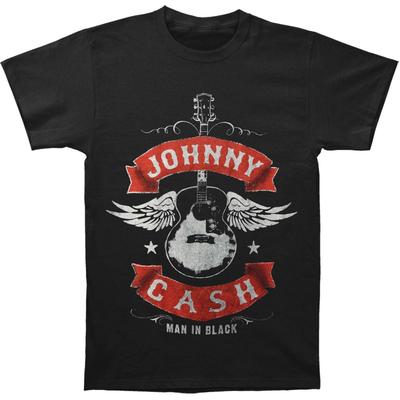 Men's Johnny Cash Winged Guitar T-Shirt Mens Womens Tees Top  Black