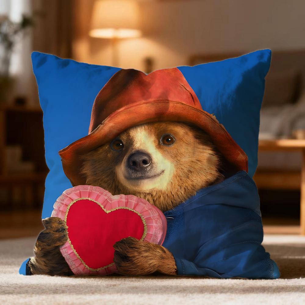 Fashion P-PPaddington Bear Cushion Cover Soft Washable Pillow Case Multi-Scene for Couch Bed Travel Office Use