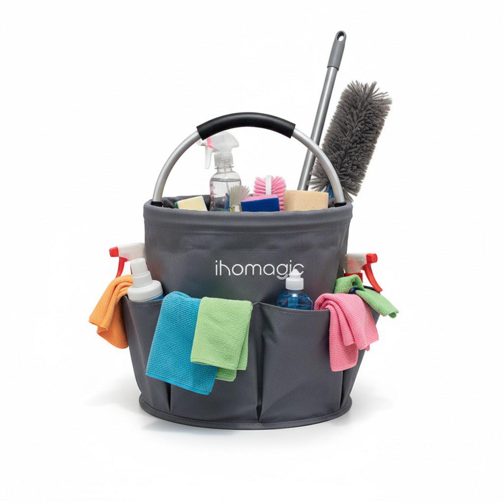 

Portable Multi-Purpose Basket: Garden, Picnic, Beach, Toiletry, Travel, and Swimming Storage Bag 28x28 cm темно-сірий