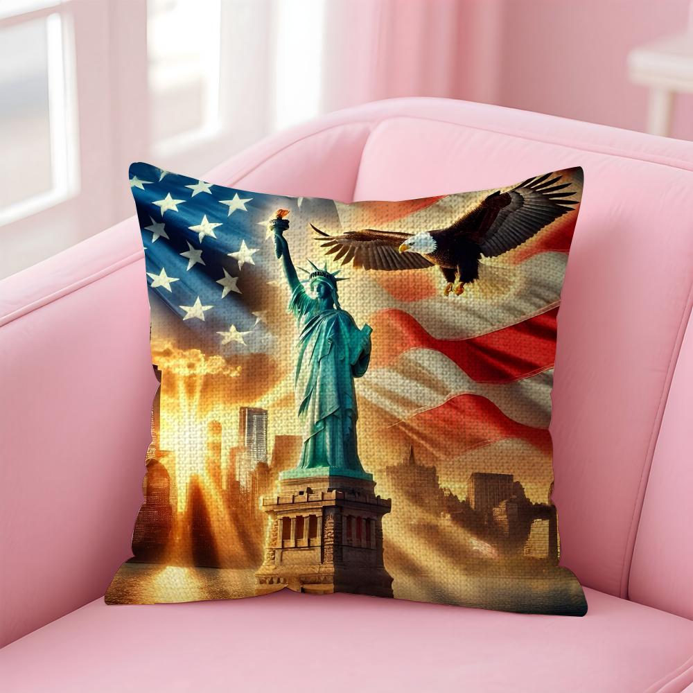 The USA Fashion Cushion Cover Natural Linen Pillow Case DoubleSided Print Decorative Sofa Pillowcase Home Decor Gift