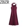 Counter Same Zbzr Autumn New Women Clothes European and American Fashion Design Ribbon Sleeveless V-neck Big Hemline Dress