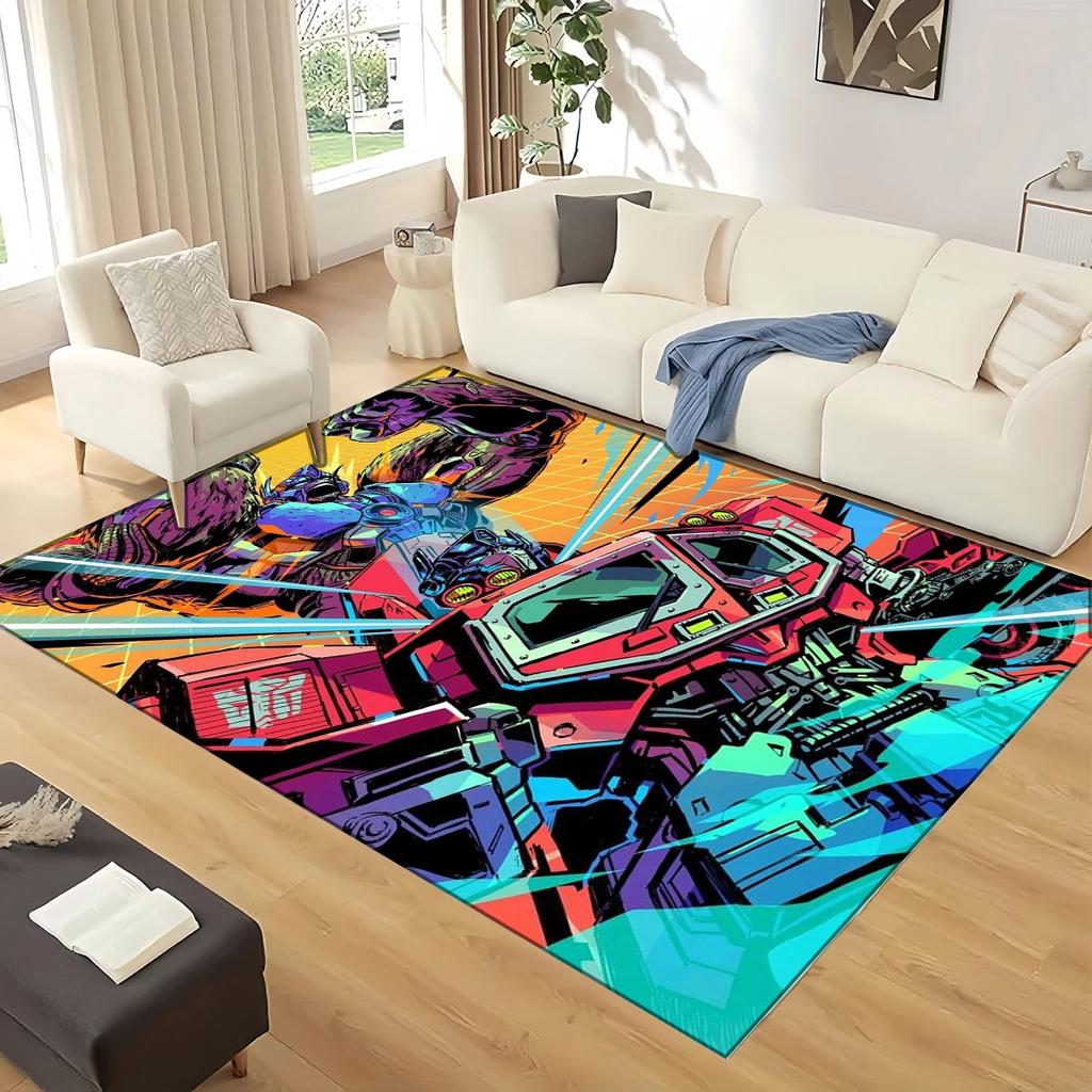 3D GUNDAM Robot Cartoon Carpet Rug for Living Room Bedroom Home Sofa Decoration,kids Play Non-slip Floor Mat Christmas Gift