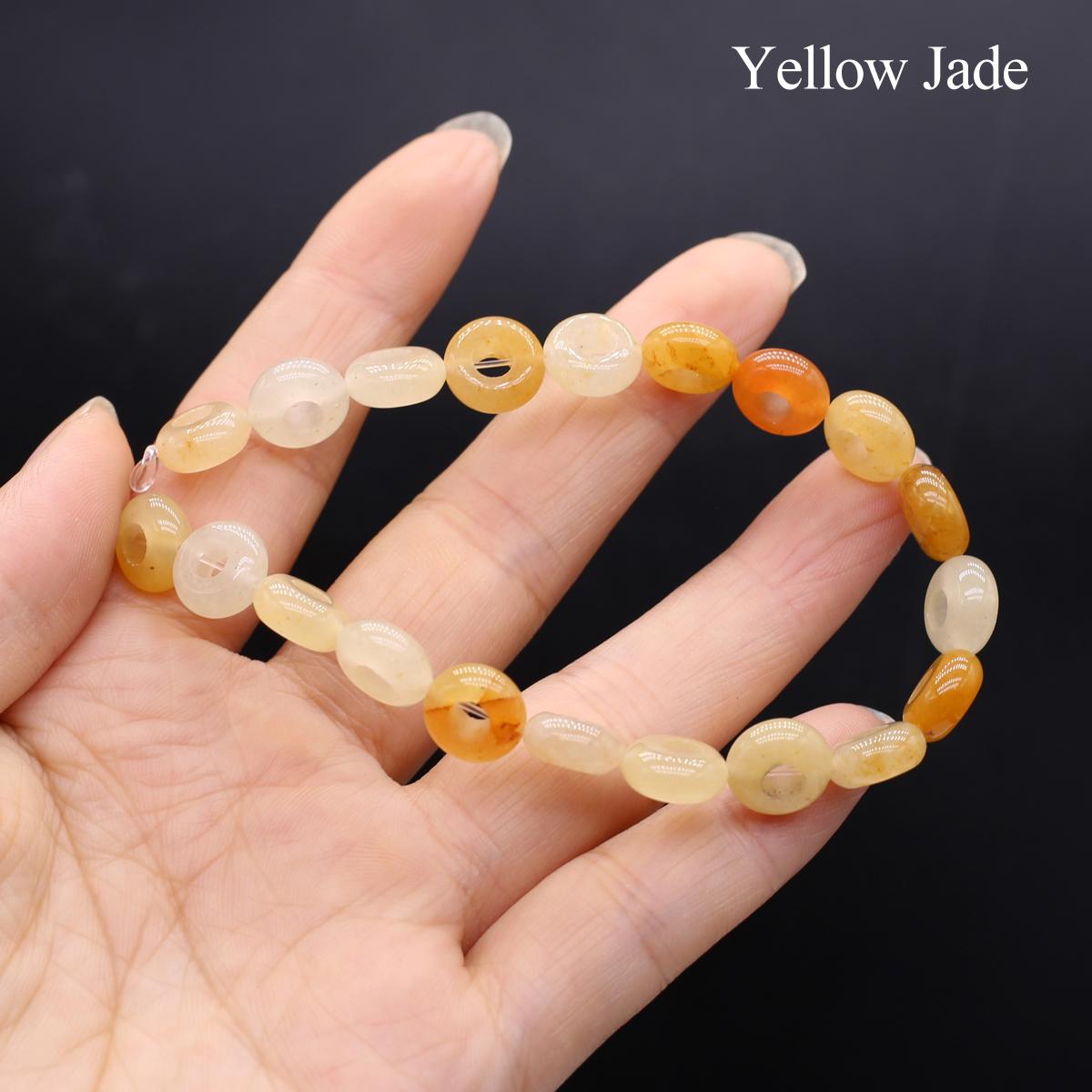 

20 шт./нитка Намистини з енергетичного каменю з великими отворами для вишивки бісером, рейки, лікувальний кристал, агат, жовтий нефрит, намистини з дорогоцінних каменів для виготовлення ювелірних виробів, саморобні ремесла, 20 см 20Pcs/String-20cm