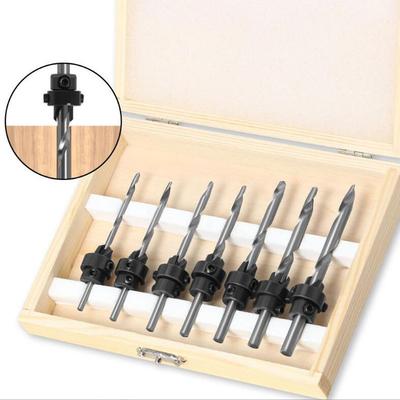 7pc HSS Woodworking Drill Bits Set Countersunk Wood Drilling Core Drill Bit Sizes 3mm-6mm Wood Cone Hole Drill