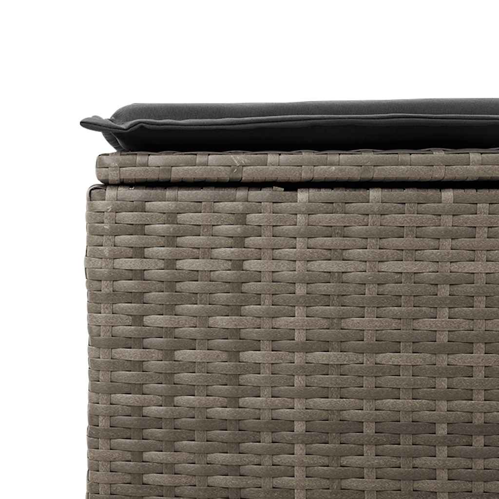 2 Piece Grey Garden Sofa Set with Cushions Poly Rattan & Acacia