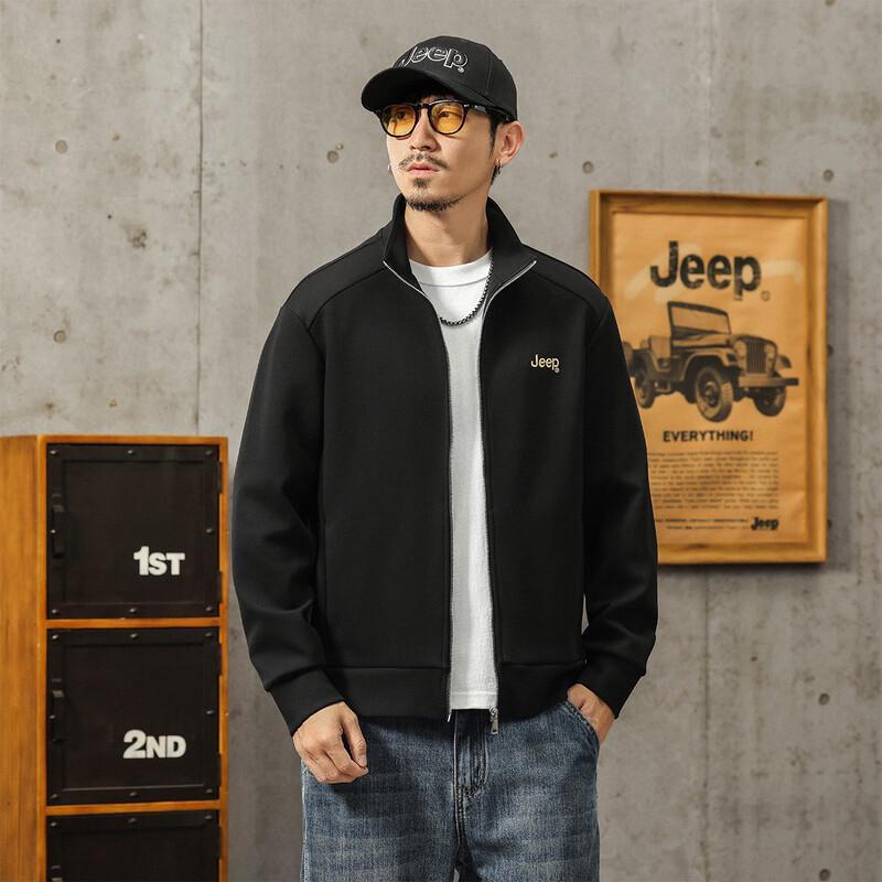 JEEP Men's Casual Stand Collar Cardigan Sweatshirt