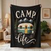1pc RV Mountain Camping Life Themed Flannel Blanket - Large Size, Soft, Lightweight, and Warm, Suitable for All Seasons - Perfect for Beds, Sofas, Off