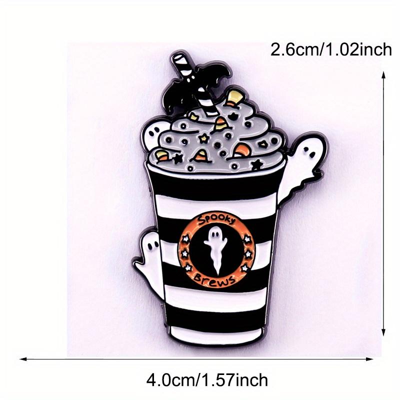 Ghost Latte Enamel Pin Cute Cartoon Halloween Accessory for Clothing Bags Badge