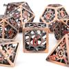 7 Pcs Copper Red Rotary Cyclone Metal Dice Hollow Metal Polyhedral Dice Set Suitable for Role-Playing RPG  Board Game Card Game