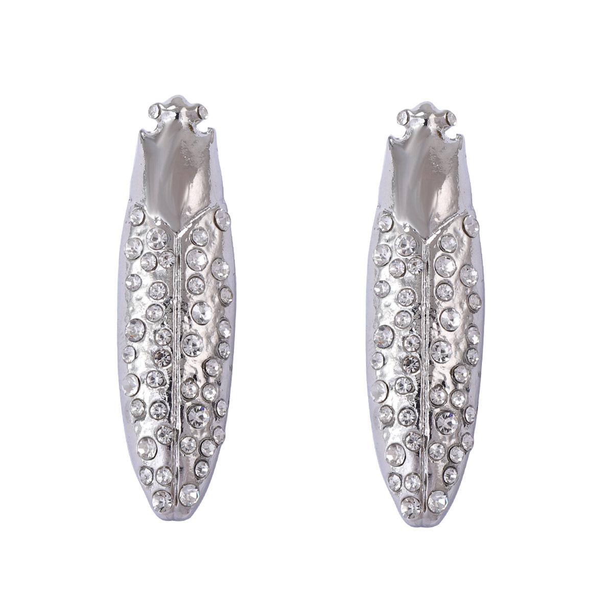 DIGADAGU Metal Rhinestone Beetle Insect Stud Earrings New Simple Elegant Earrings Women Party Zircon Accessories медный