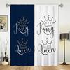 Simple King and Queen Crown Print Window Curtains, Black and White Color, Creative, Bedroom, Living Room, Kitchen