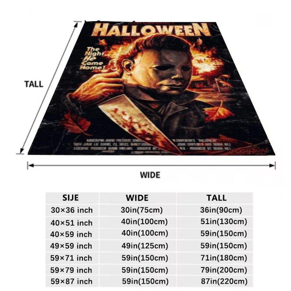 Halloween Michael Myers Throw Blanket - Cozy Plush Fleece Blanket Featuring Iconic Horror Movie Design with Michael Myers and Ki