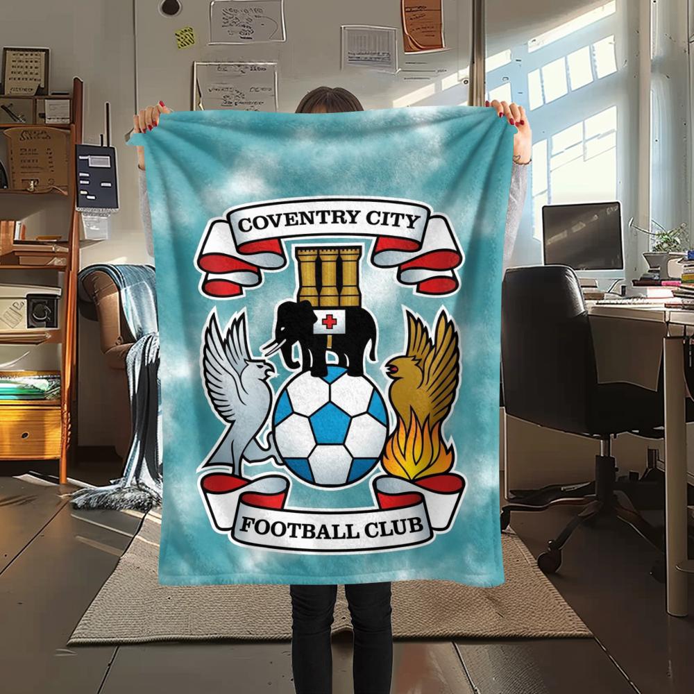 1PC Coventry City FC Print Flannel Blanket, High Quality Comfortable for All Seasons, Home Decor, Warmth and Comfort, Perfect for Christmas Gifts