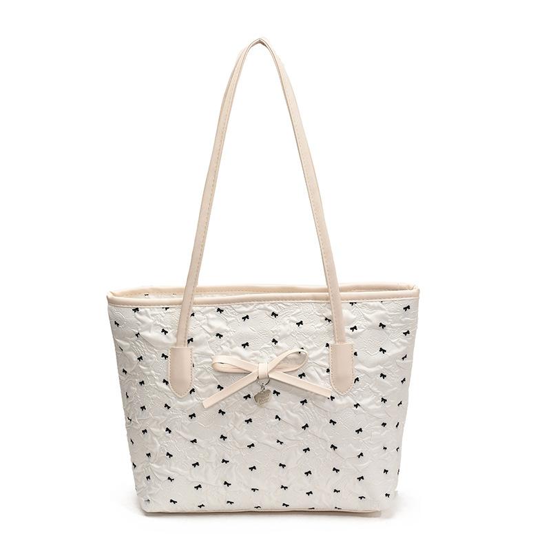 Large-capacity Bow Bag, Fashionable Hand-held Shoulder Bag, College Student Commuting Tote Bag