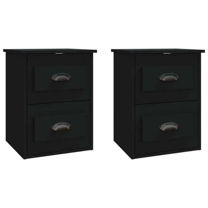 VidaXL Wall-mounted Bedside Tables 2 Pcs Black 41.5x36x53 Cm 816395
