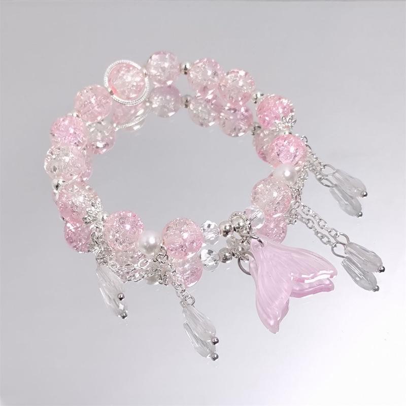 Colorful Crystal Beaded Fishtail Bracelet: Sweet, Fairy-Inspired Gift for Best Friend or Girlfriend - Perfect for May Day Outings