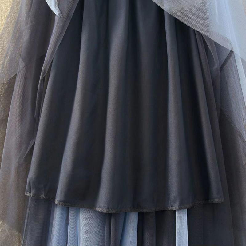 WTEMPO Dámské síťované sukně Jaro Léto Elegantní tylová sukně Dámská elastická s vysokým pasem Dlouhé skládané sukně Dvoubarevná panelová tutu sukně
