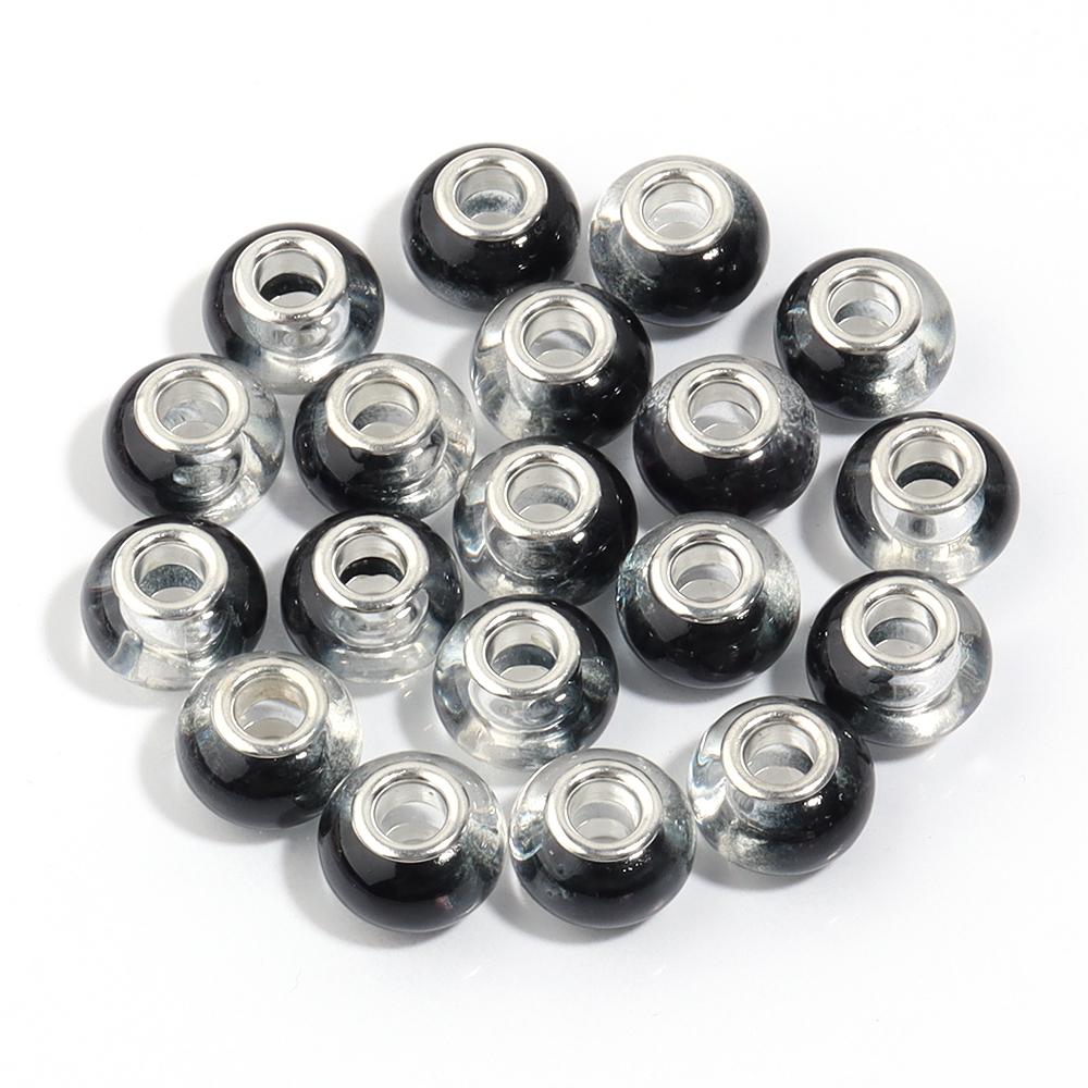 20pcs 14x9.3mm Resin Beads Gradient Color Big Hole Round Loose Spacer Beads for Jewelry Making DIY Bracelet Necklace Accessories