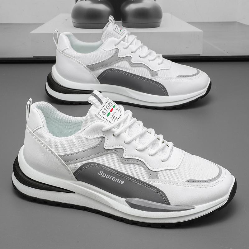 

Four seasons men s shoes lace-up breathable mesh shoes fashion trend sports shoes men s soft sole non-slip versatile casual shoes 44