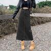 High-Waisted Midi Denim Bodycon Skirt: Women's 2025 A-Line Fashion with Slit