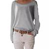 T-shirt Pull à Manches Longues pour Femme Style Doux Automne 2025 Coton Col Rond Coupe Ample