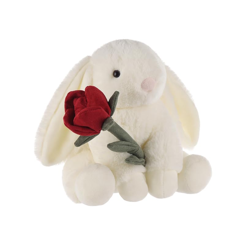 Apricot Lamb Rose Cream Bunny Plush Toy for Children, Soft and Cute Fluffy Rose Cream Bunny for Girls and Boys, 20cm