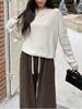 Wool Cable Knit Slimming High Neck Hooded Sweater