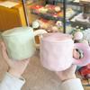 Milk Fufu Contrasting Color Mug Girls High Value Cup Household Drinking Water Ceramic Cup With Lid And Spoon Couple Water Cup