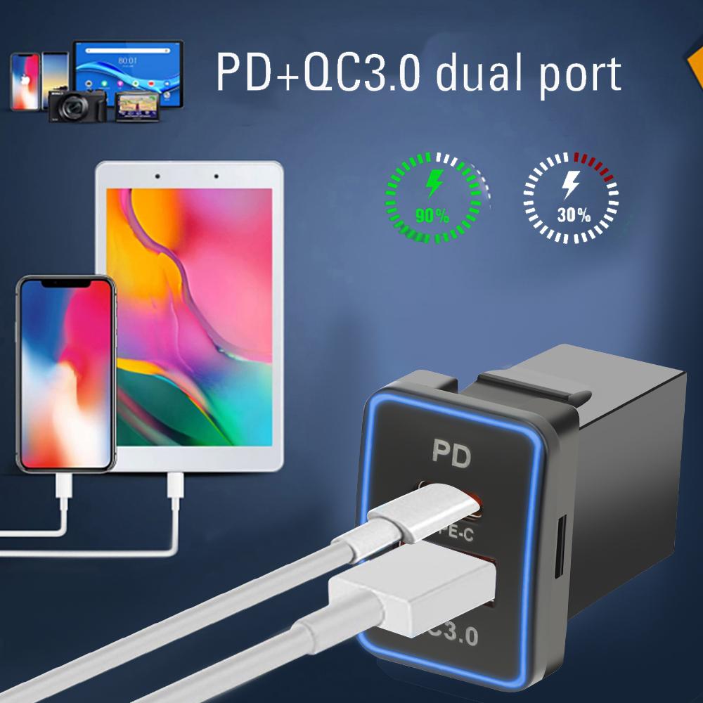 New PD QC Car USB Port Fast Charger Power Outlet Adapter 23x32mm Quick Charge 12V/24V Waterproof for 12V/24V Toyota Vehicles