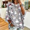 Women's Christmas Printed Hooded Loose Fit Long Sleeve Sweatshirt Top