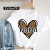 European Leopard Print Mom TShirt Korean Version ShortSleeved Base Shirt Fashion Creative Family Clothing for Women