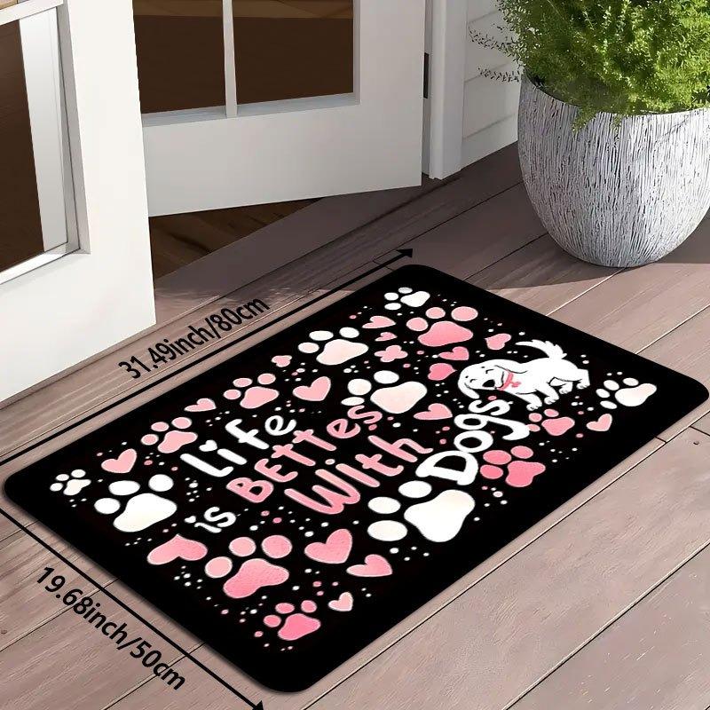 

Cute Dog Paw Prints Pattern Printed Entry Doormat Fun Door Mat for Bedroom Living Room Entrance Machine Washable Carpet 40x60cm