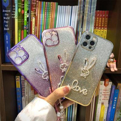 Coque de téléphone portable anti-chute électroplaquée à paillettes pour Transsion InfinixTECNO P40 et NOTE30VIP. Avec un motif de fille lapin mignonne.