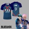 Japon Anime Blue Lock PXG RIN Takım Üniformaları Forma Beşe Beş Futbol Tişörtü Cosplay Kostümü Erkek Spor Yuvarlak Yaka Üstler