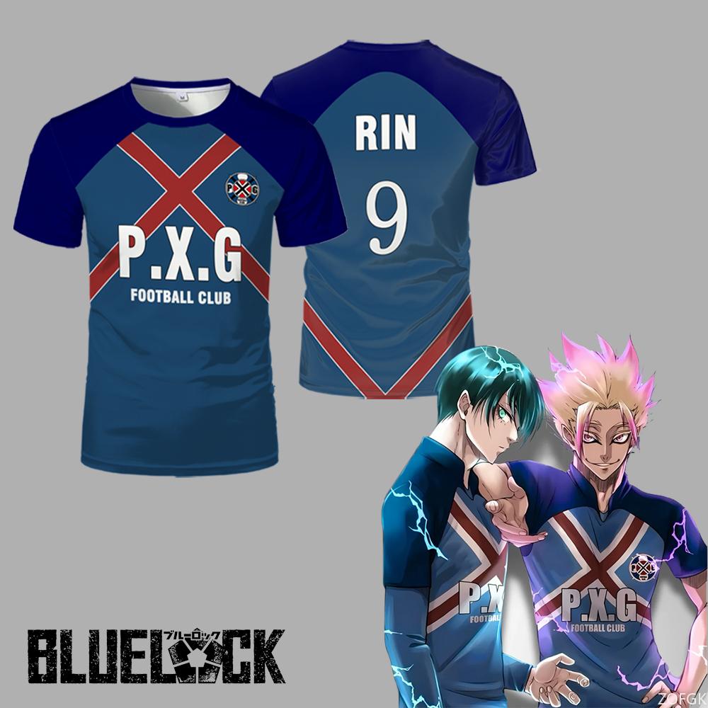 

Японское аниме Blue Lock PXG RIN Командная форма Джерси Футболка для футбола 5 на 5 Костюм для косплея Мужские спортивные топы с круглым вырезом S