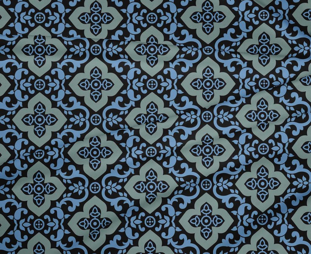 oneOone Cotton Flex Navy Blue Fabric Block Sewing Material Print Fabric By The Yard 40 Inch