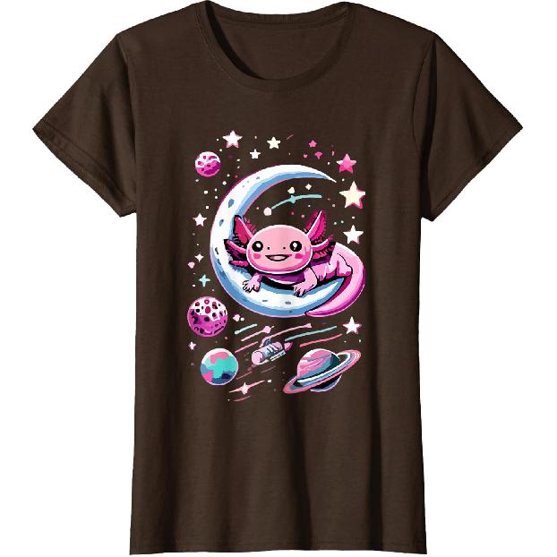 Space Adventure Kawaii Axolotl T-Shirt