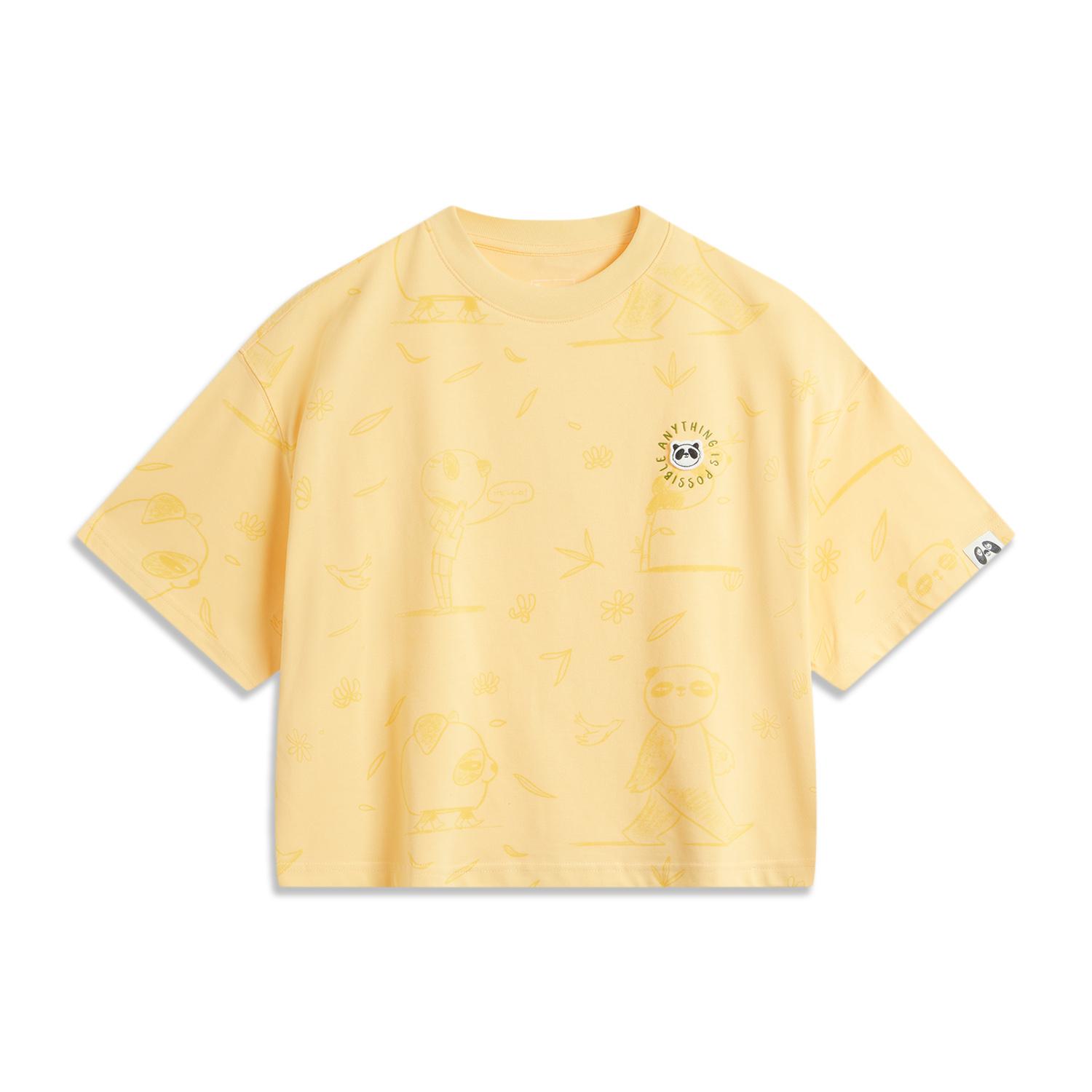 

Li Ning Логотип Принт Спортивная Пот Впитывающая Удобная Воздухопроницаемая Свободная Повседневная Футболка С Коротким Рукавом Женские Футболки Gold-Mist AHSUC06-2 S