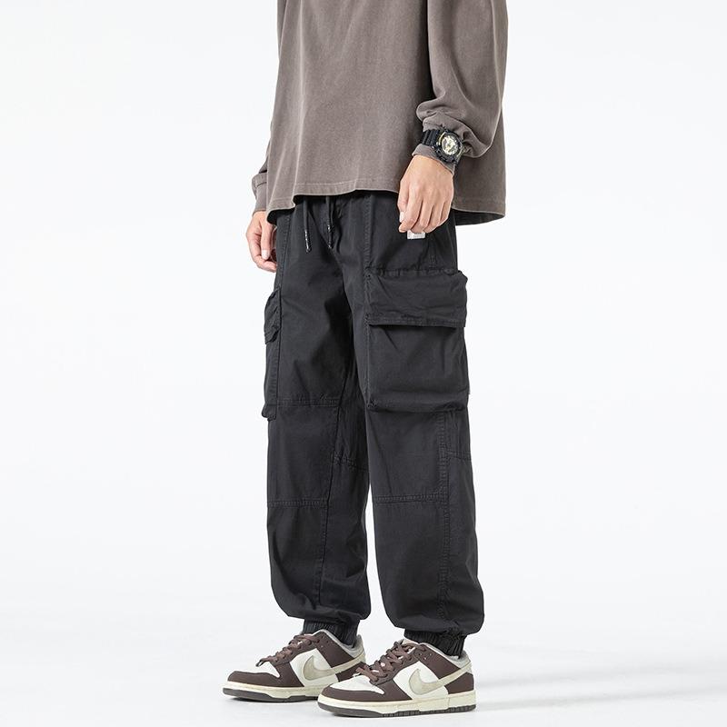 

Мужской новый комбинезон спортивные свободные повседневные брюки прямого кроя с завязками модный бренд мужские брюки хулиганская красивая мужская одежда XXXL чёрный