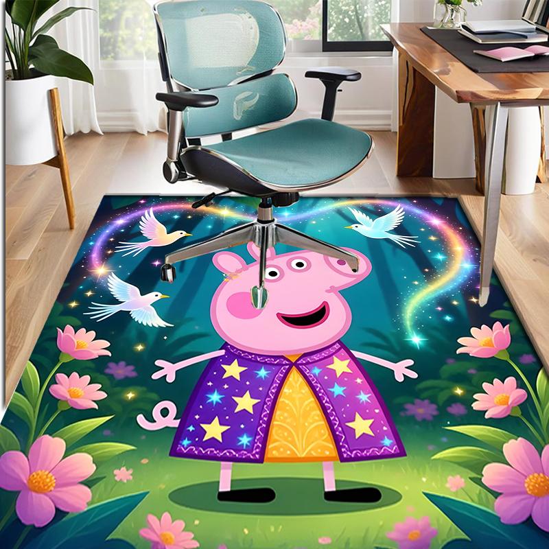 Peppa Pig Pattern Rug, Indoor/Outdoor Mat, for Picnic, Gameroom, Bedroom, Office, Living Room, Home Decor Carpet, Birthday Gift