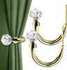 Crystal Curtain Holdbacks 2pcs, Metal Curtain Tieback Pull Back for Wall, Heavy Duty Side Holders Tie Backs for Drapes Drapery Window Home Decoration