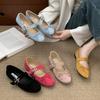 Vintage 2025 autumn shallow mouth single shoes women's new French fairy style ballet bow flat Mary Jane shoes
